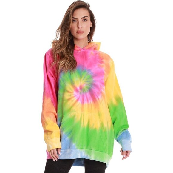 Sweaters - Tie Dye Hoodie Fleece Pullover for Men Women XS-XXL Colorful Boho Casual